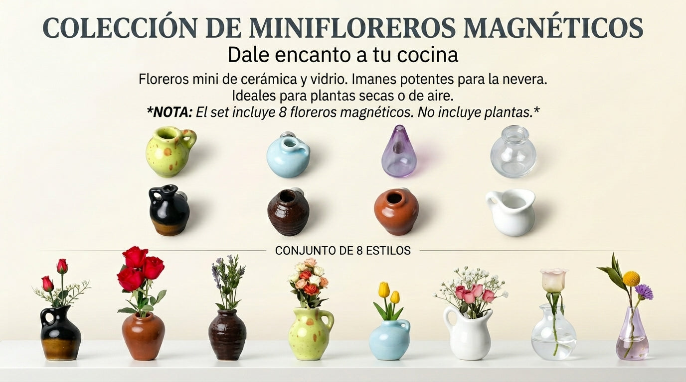 Florero Magnético de Cerámica para Refrigerador | Porta Flores Decorativo