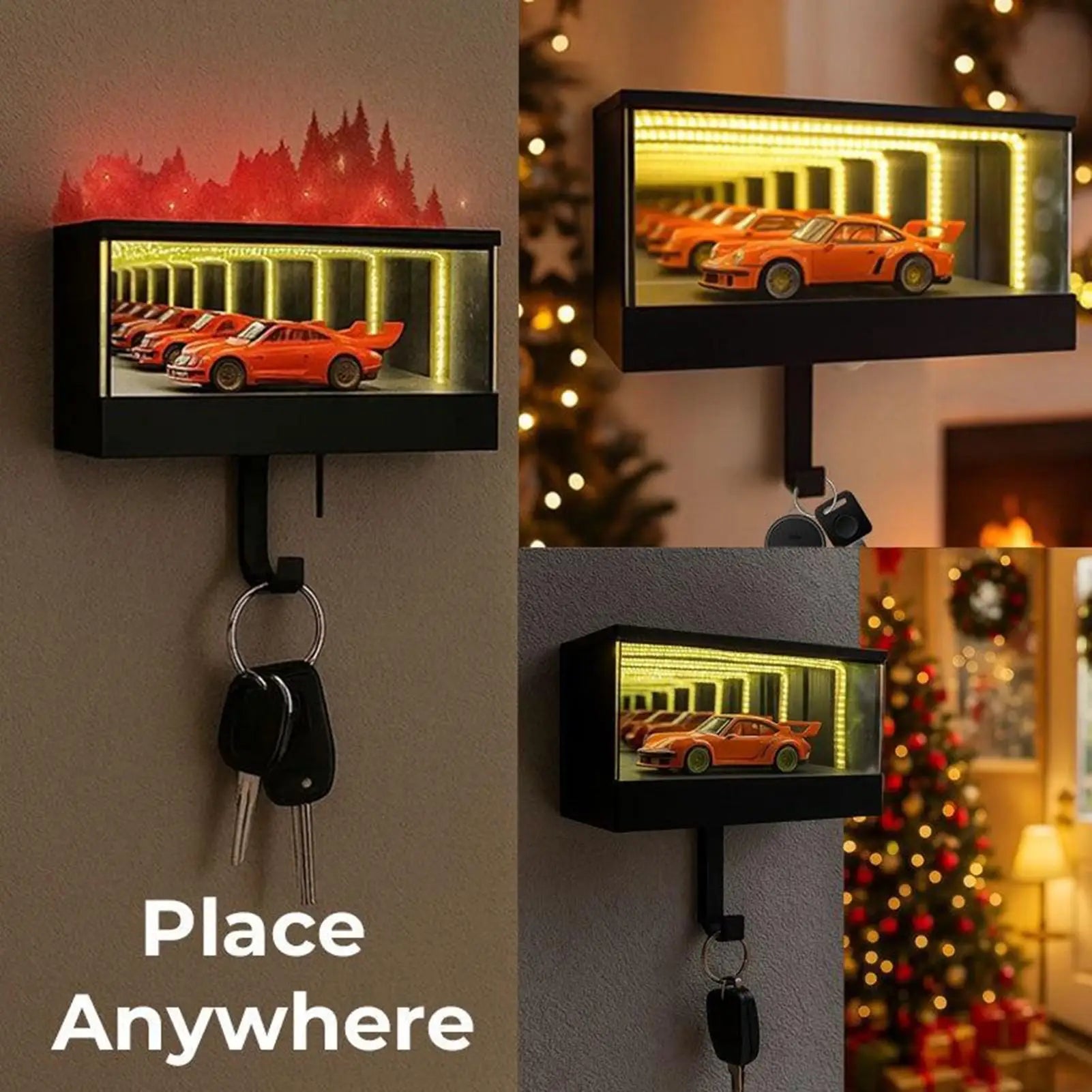 3D Printed Wall Mount Car Key Holder with Garage Hook Funny Infinity Garage Keychain Car Key Storage Rack Car Key Organizer