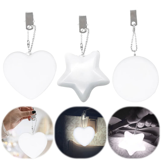 1-3Pcs LED Handbag Light Bag Lamp Heart round Star Shaped Touch Sensor Purse Night Light with Keychain Xmas Gifts for Women Girl