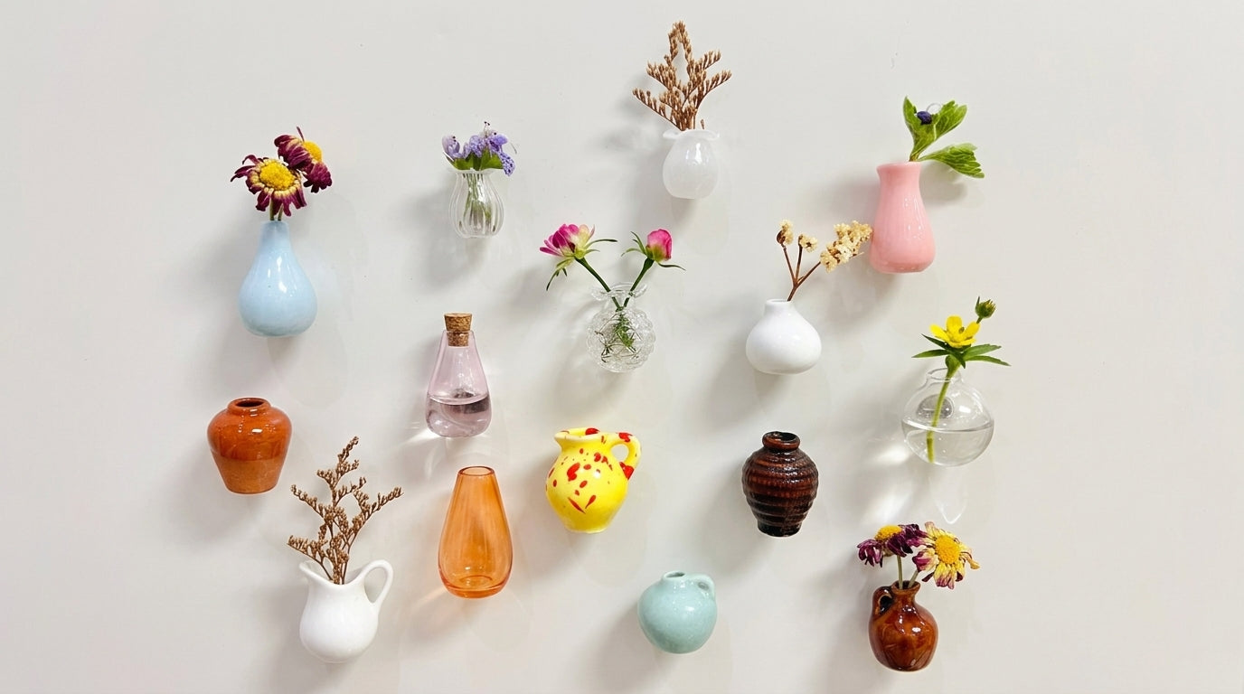 Florero Magnético de Cerámica para Refrigerador | Porta Flores Decorativo
