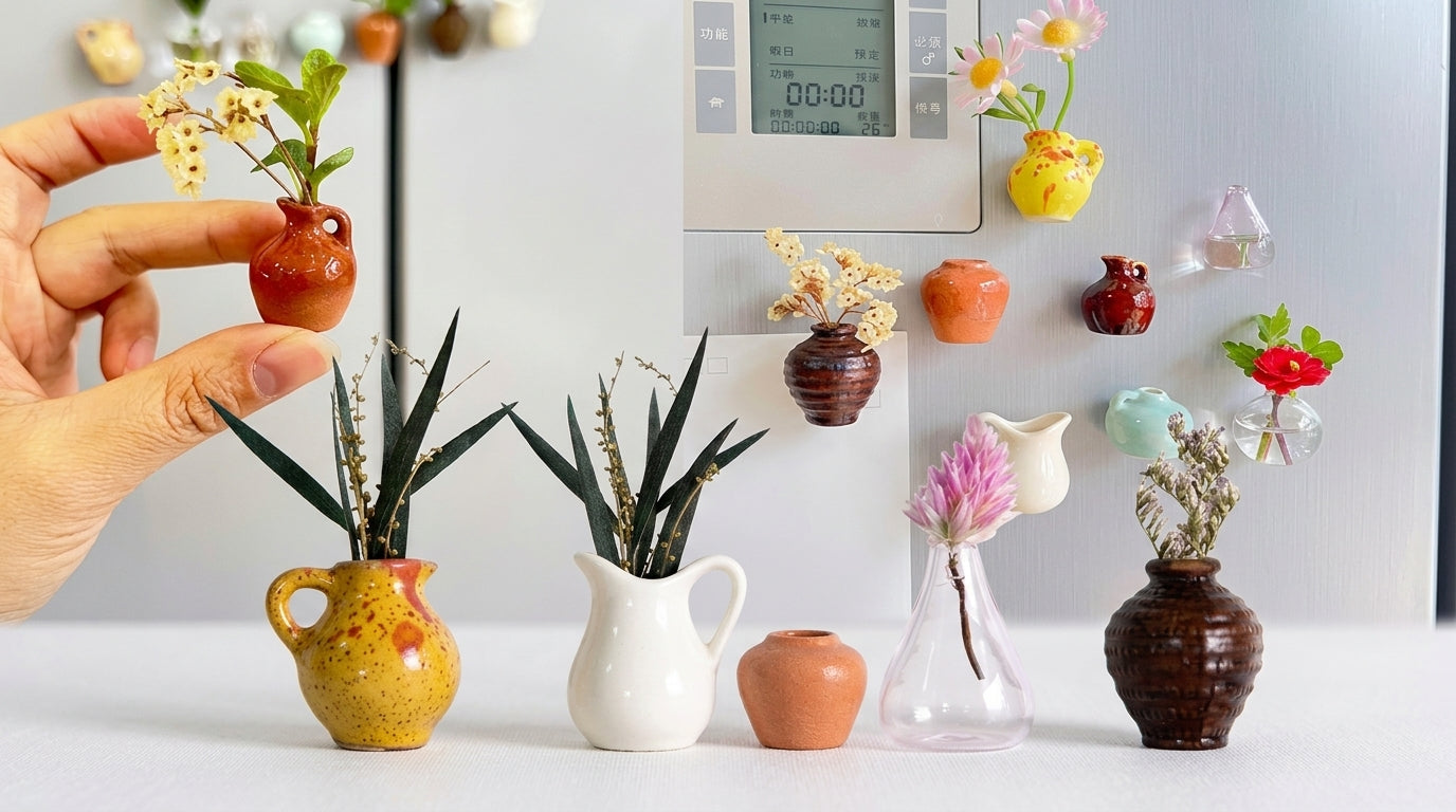 Florero Magnético de Cerámica para Refrigerador | Porta Flores Decorativo